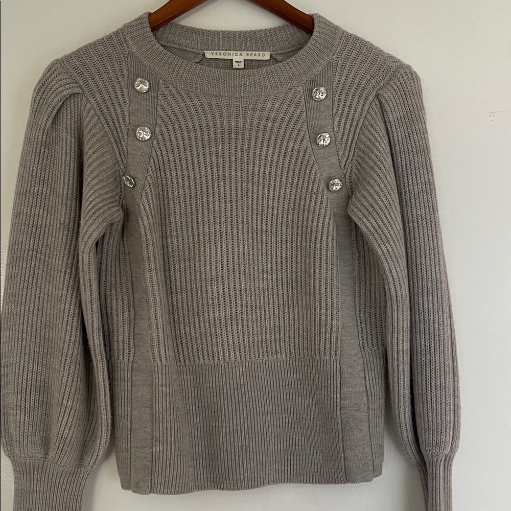 Veronica Beard Heather Gray Ribbed Sweater - Picture 6 of 9